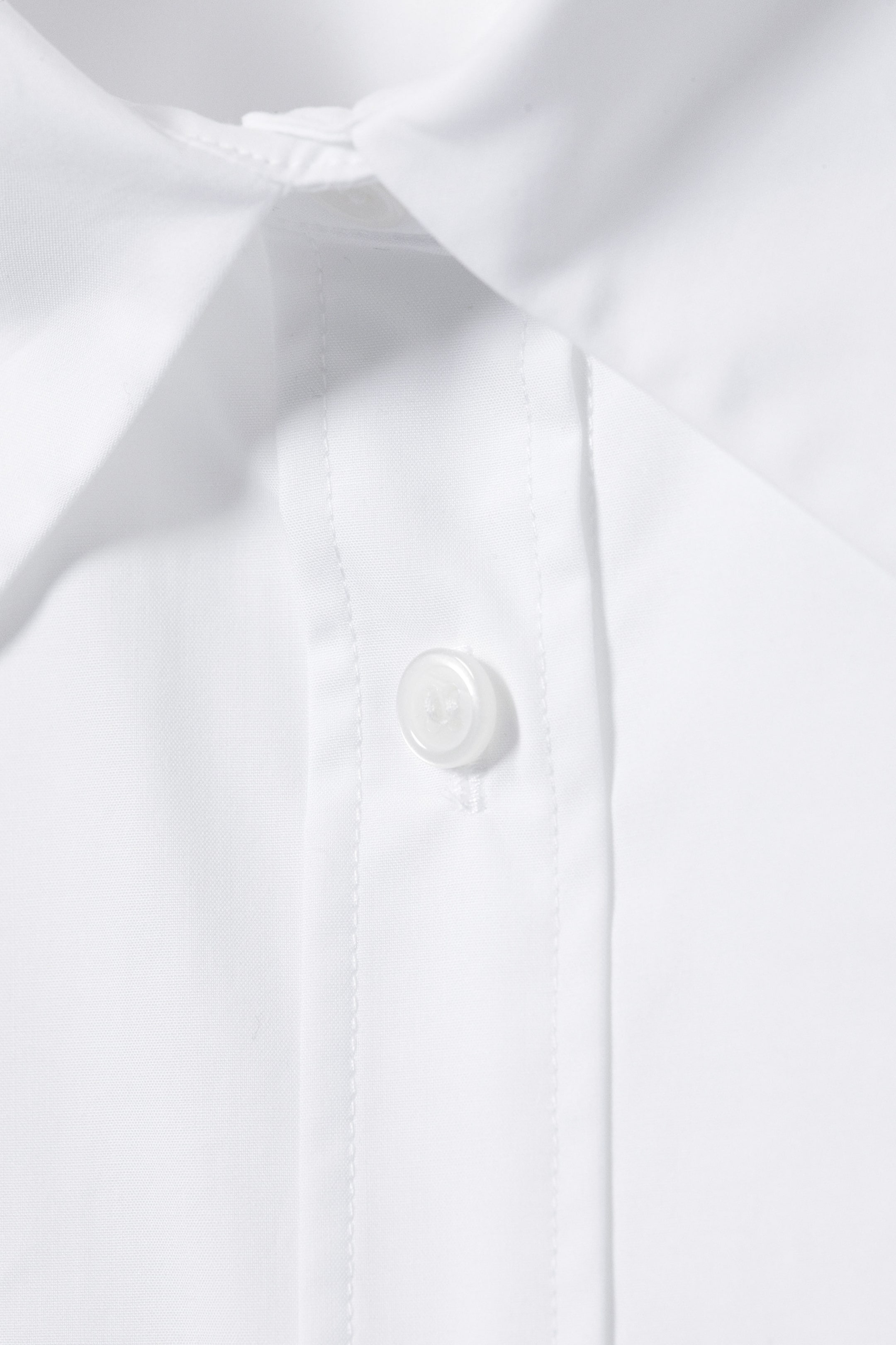 White - Cross-Buttoned Long-Sleeved Cotton Shirt - 5