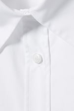 White - Cross-Buttoned Long-Sleeved Cotton Shirt - 5