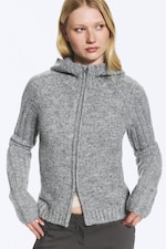 Gris poudré chiné - Sweat à capuche zippé confectionné - 0