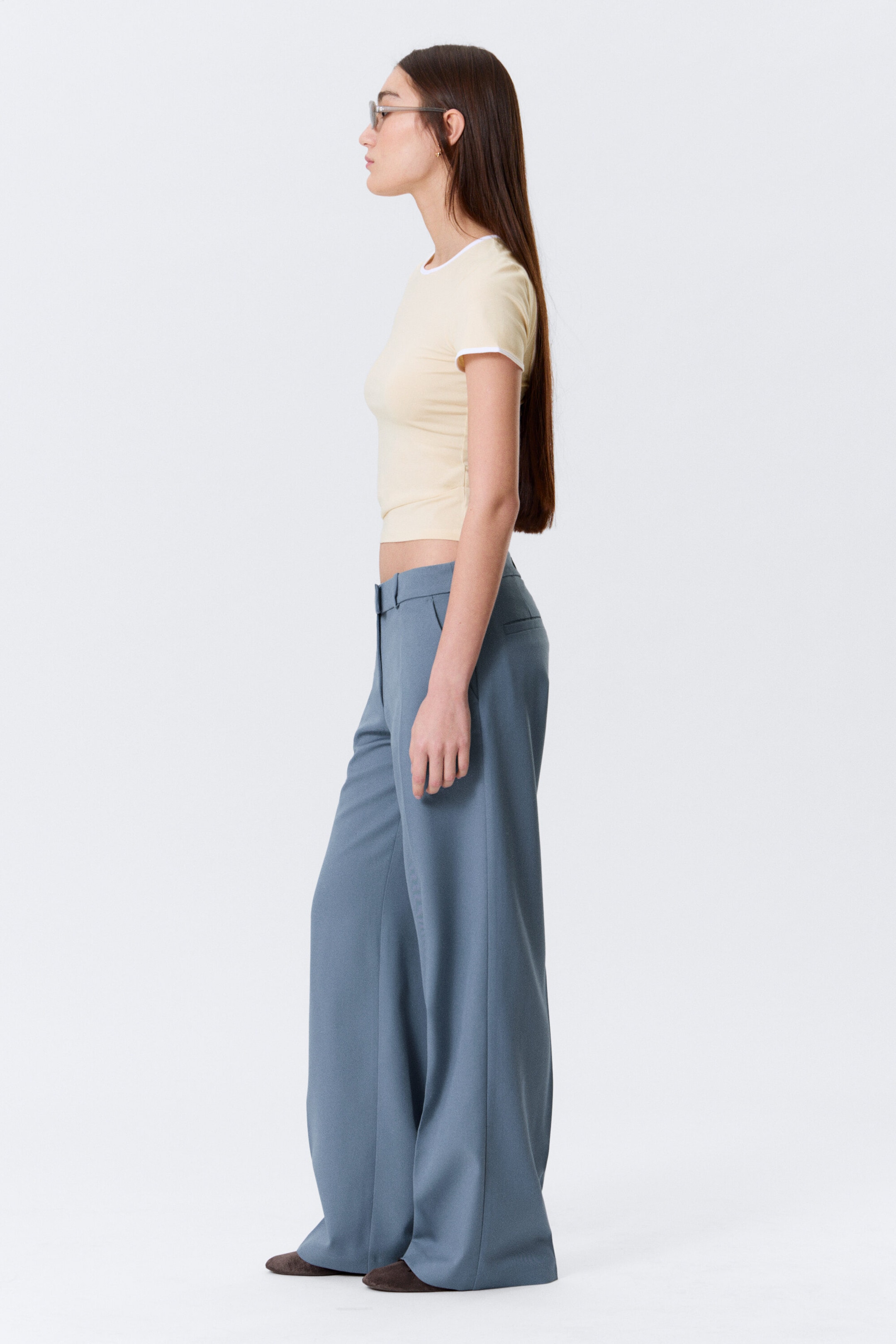 Dusty Blue - Low Rise Suiting Trousers - 0