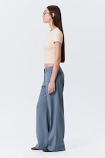 Dusty Blue - Low Rise Suiting Trousers - 0