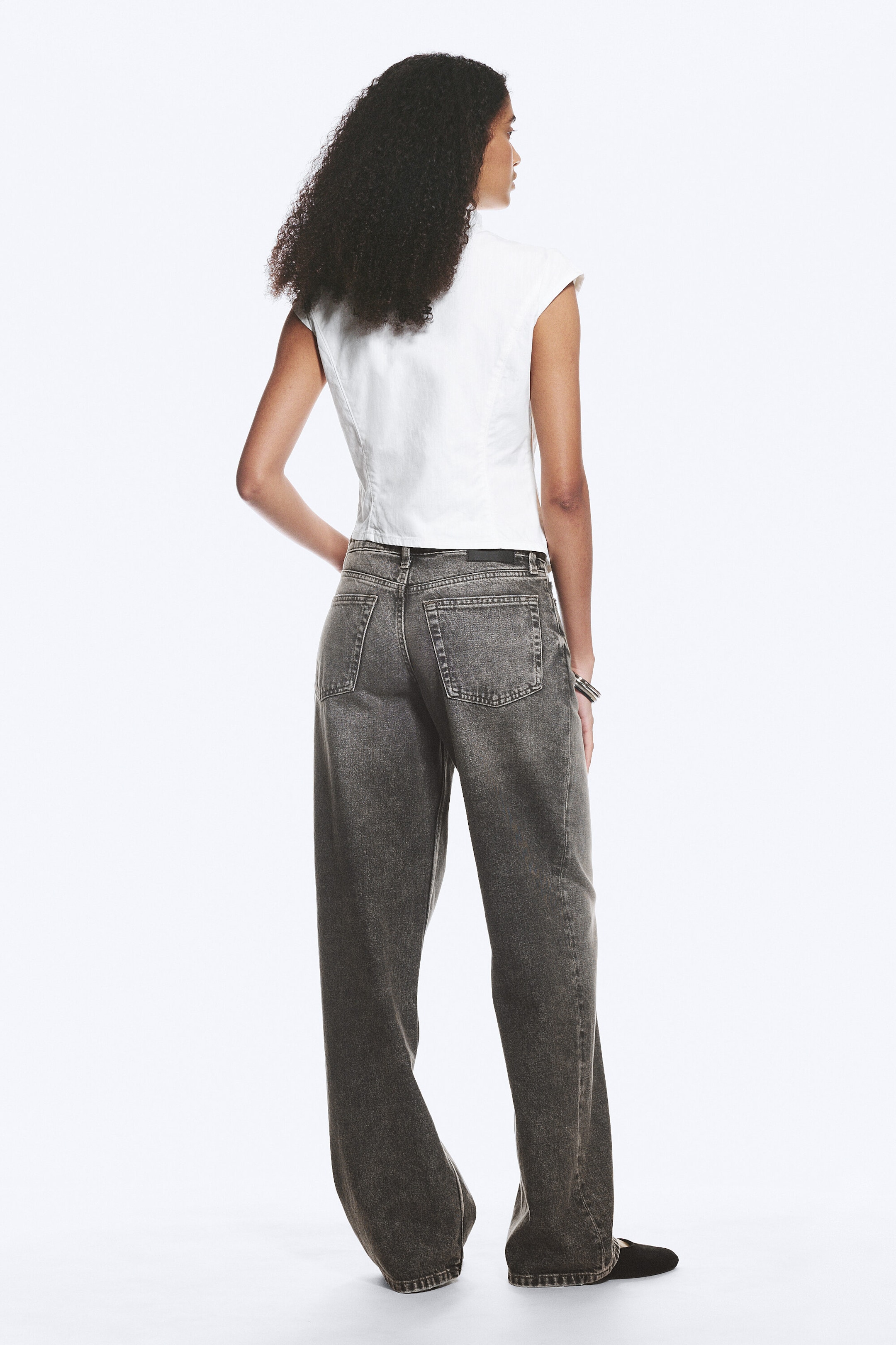 Blanc - Haut structuré asymétrique en coton - 3