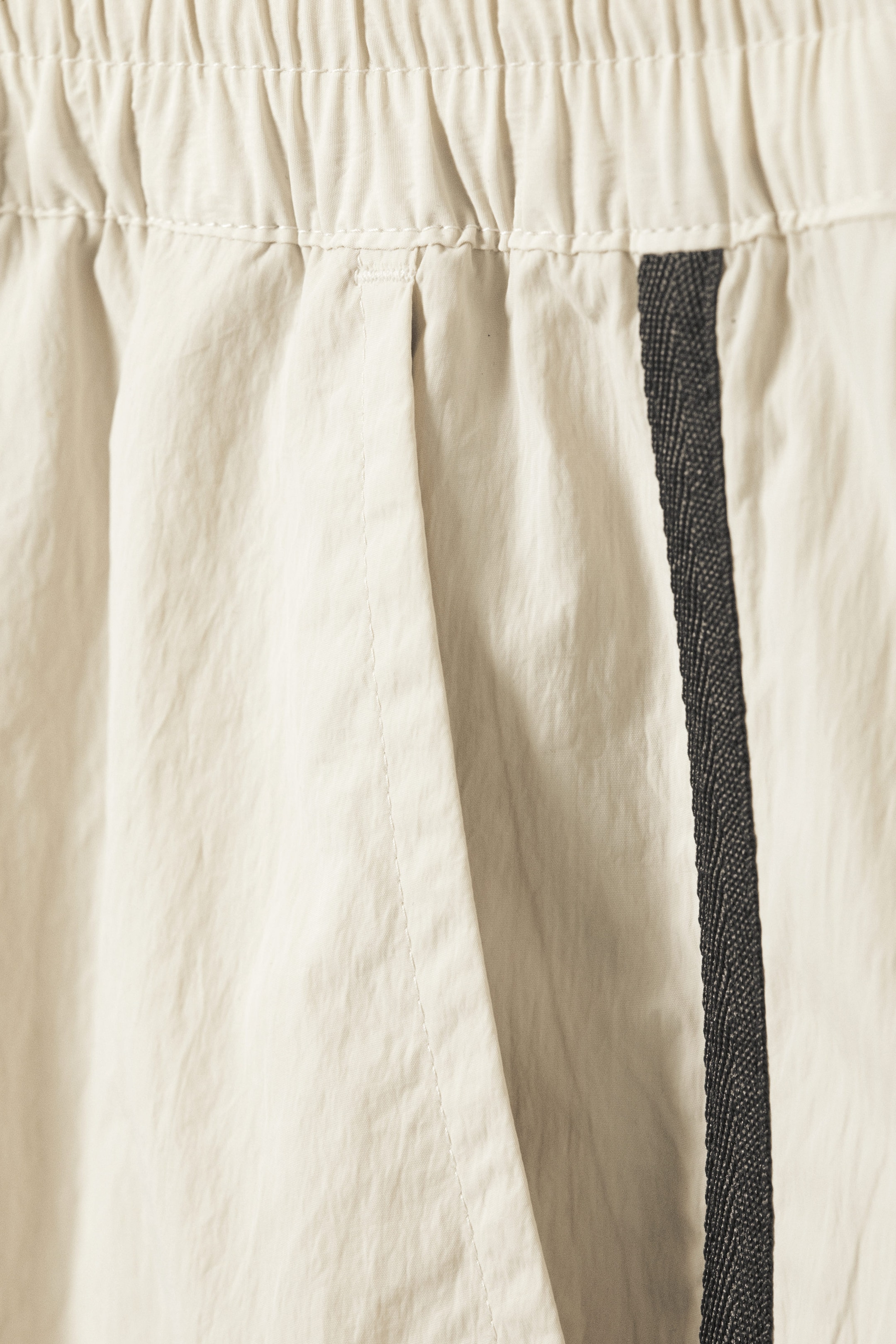 Beige - Black Stripe - Zip-off Nylon Track Trousers - 2