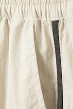 Beige - Black Stripe - Zip-off Nylon Track Trousers - 2