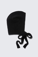 Black - Tied Knit Bonnet - 4