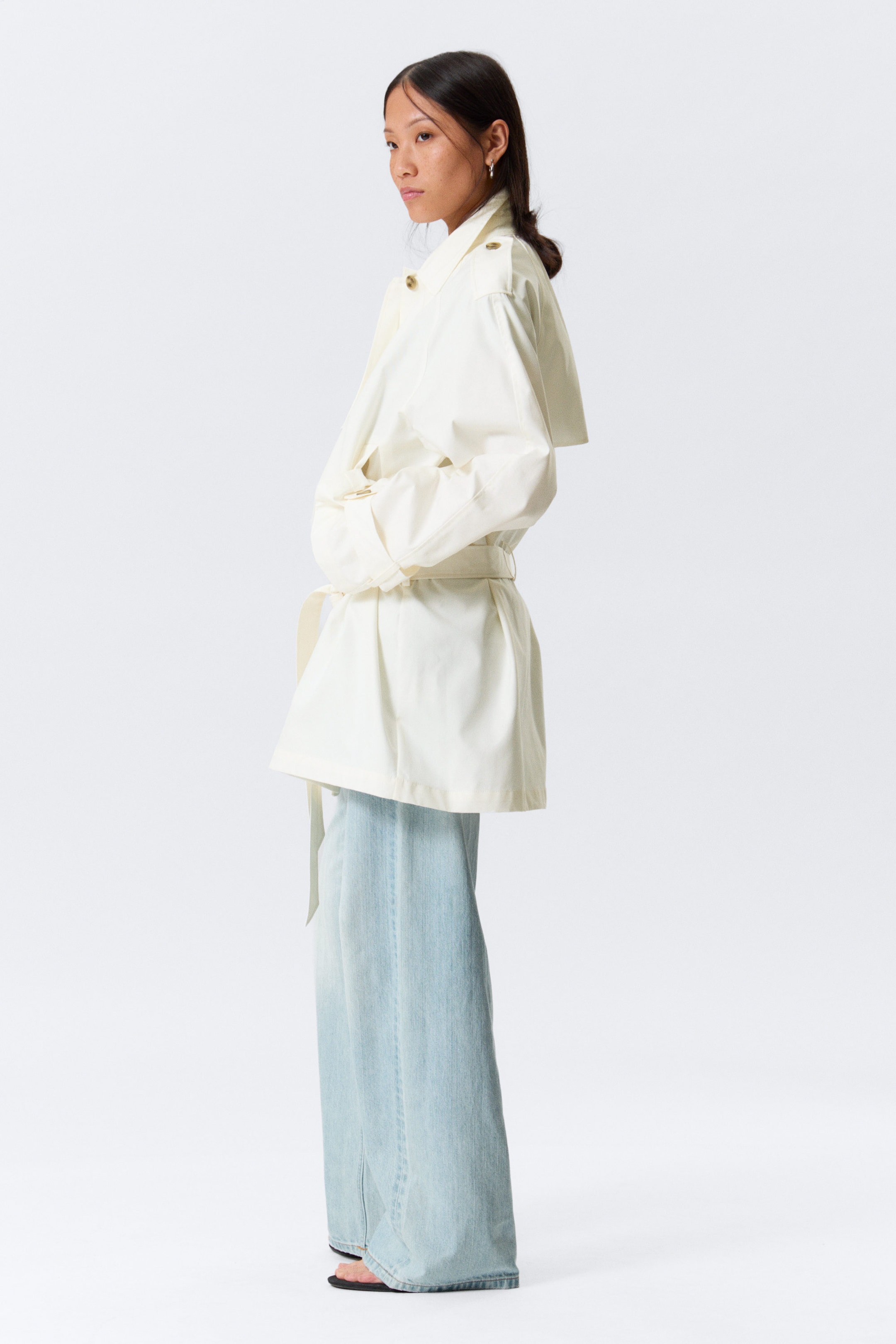 White - ROSABEL LOOSE SINGLE-BREASTED TRENCH COAT - 3