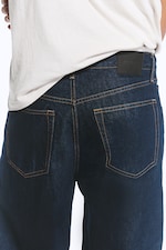 Blue Rinse - Dark Blue - Solar Regular Waist Loose Wide Unisex Jeans - 4