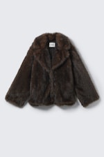 Dark Brown - Faux Fur Jacket - 4