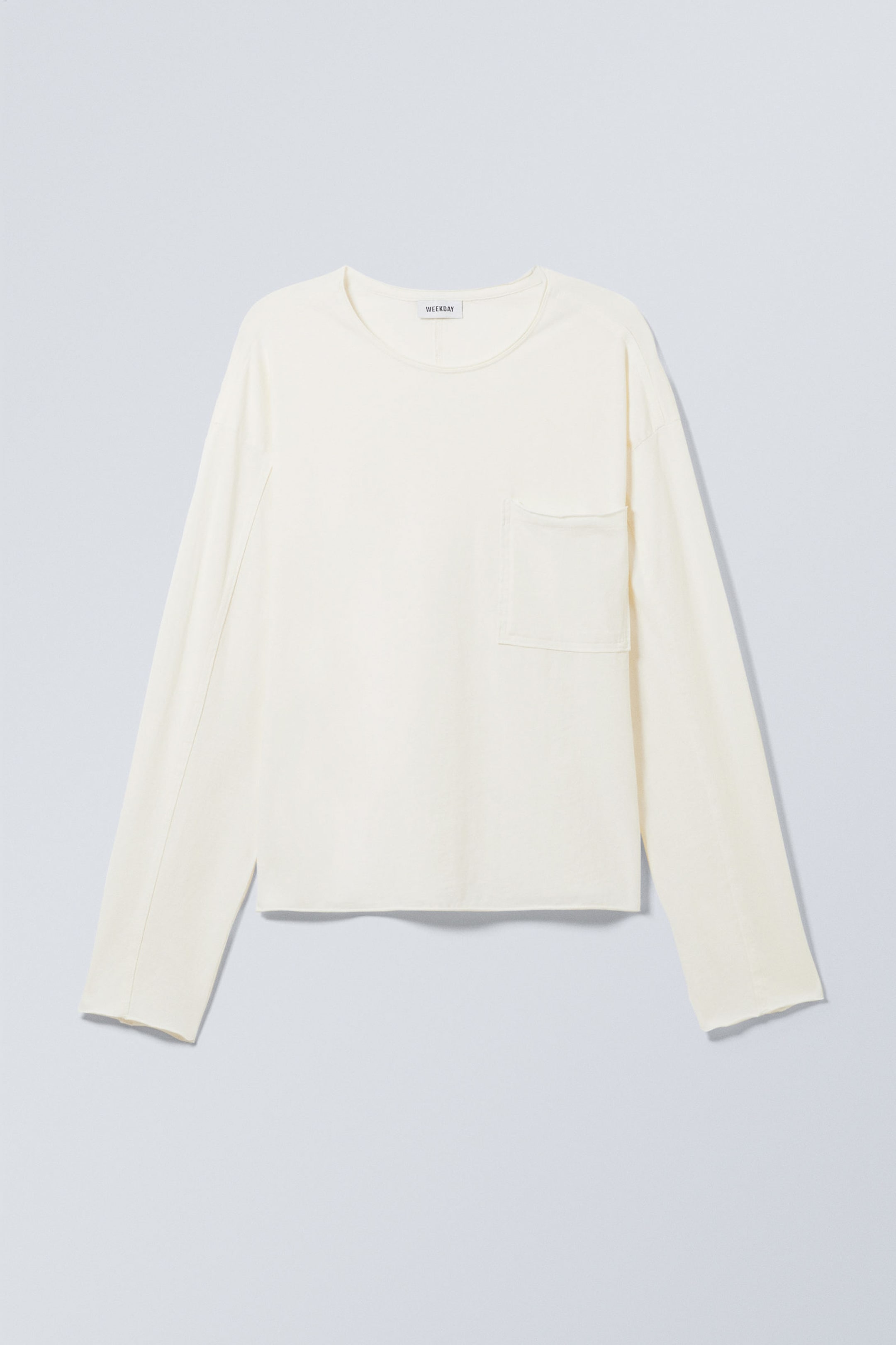 Weiß - Kastiges Longsleeve-Shirt - 0