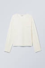 Weiß - Kastiges Longsleeve-Shirt - 0