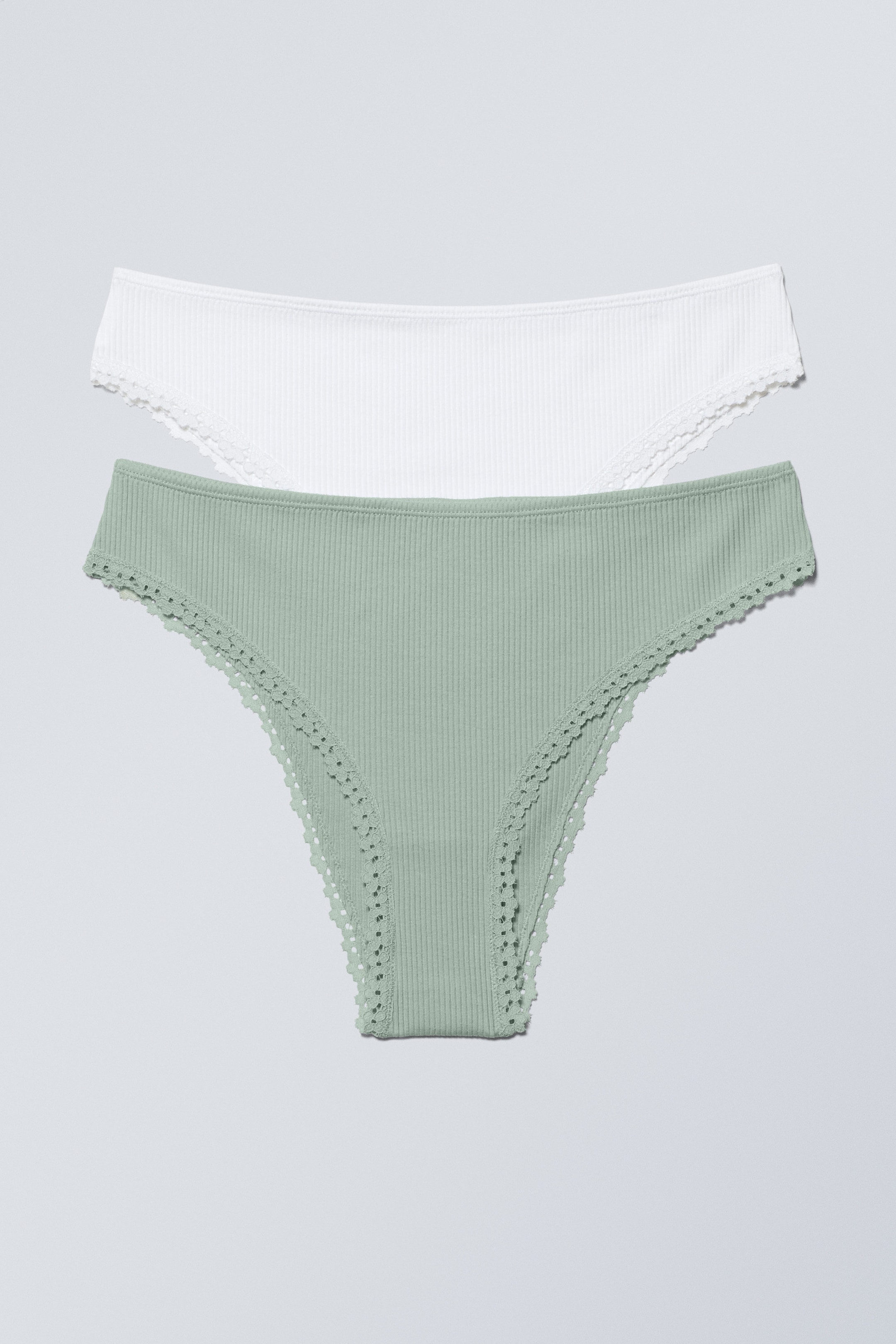 Wit oudgroen - 2-pack Donna katoenen Braziliaanse slips - 0