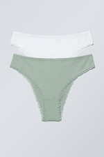 Wit oudgroen - 2-pack Donna katoenen Braziliaanse slips - 0