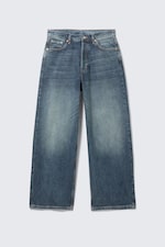 Blue Hymn - Mellanblå - Astro Mid Waist Loose Baggy Leg Unisex Jeans - 7