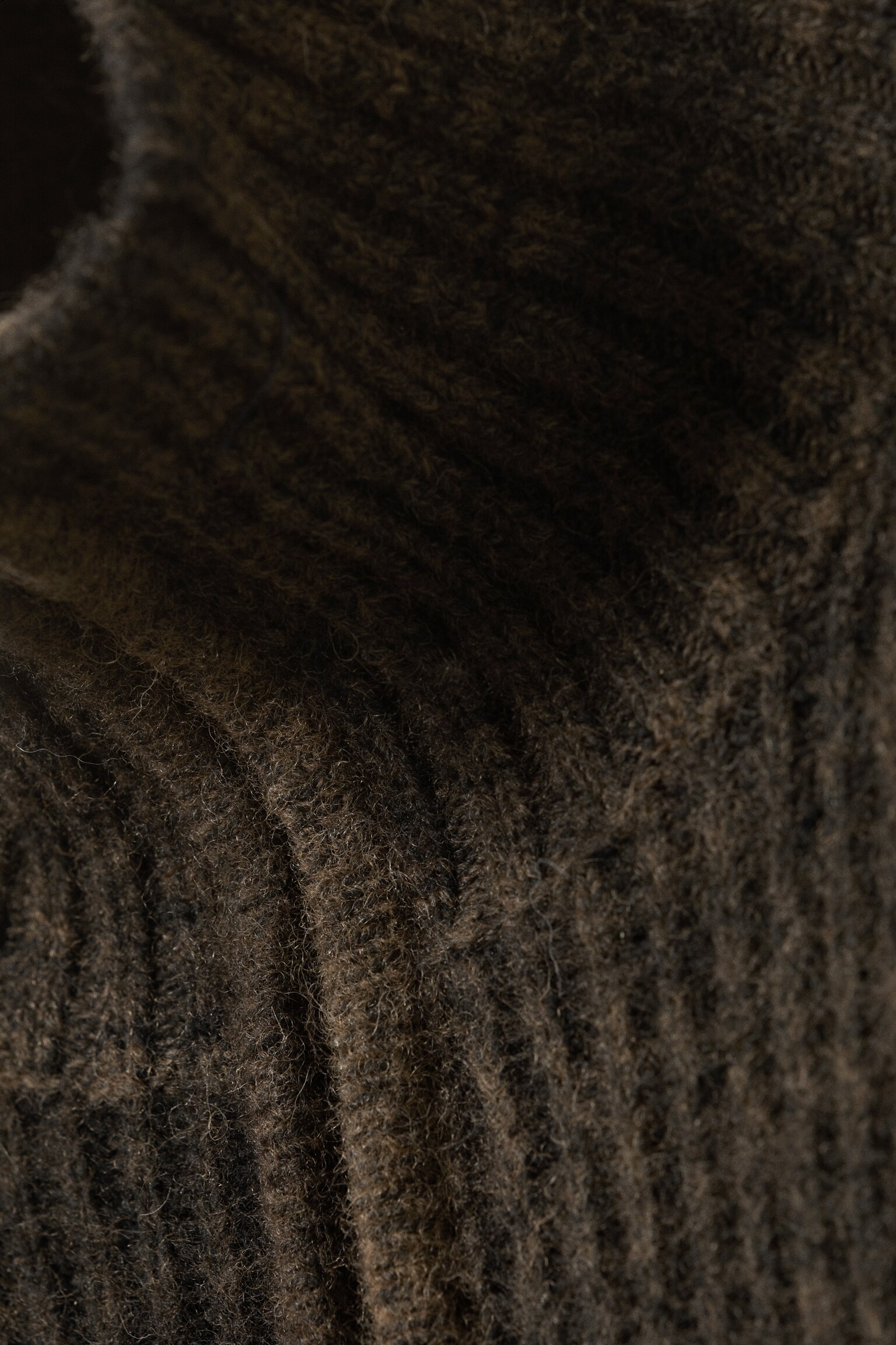 Cardigan zippé en maille de laine mélangée - Marron foncé chiné - 6