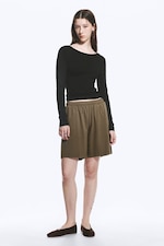 Black - Deep Back Long-Sleeved Top - 1