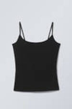 Svart - Tight strappy scoop-neck linne - 3
