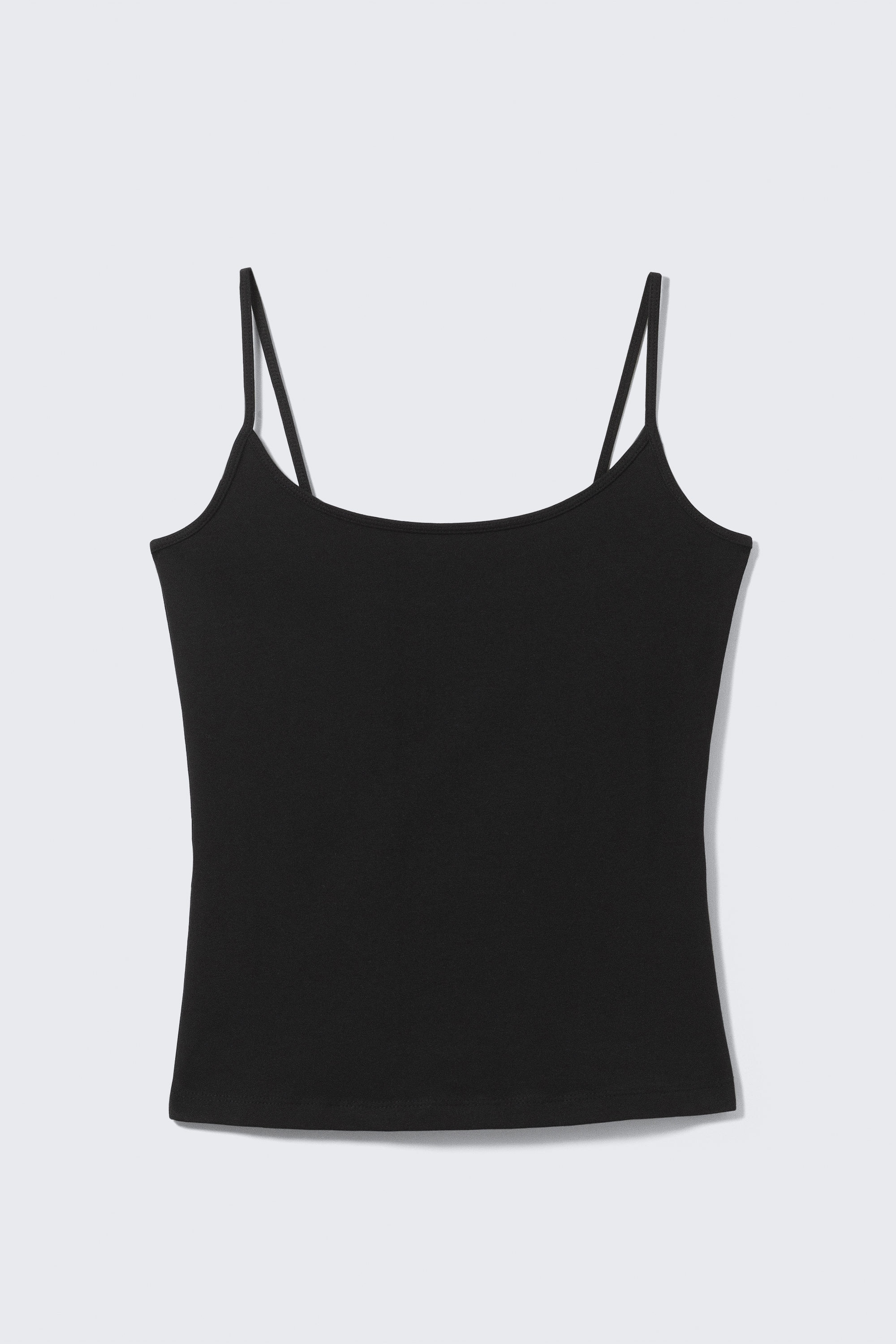 Black - Fitted Strappy Scoop Neck Singlet - 3