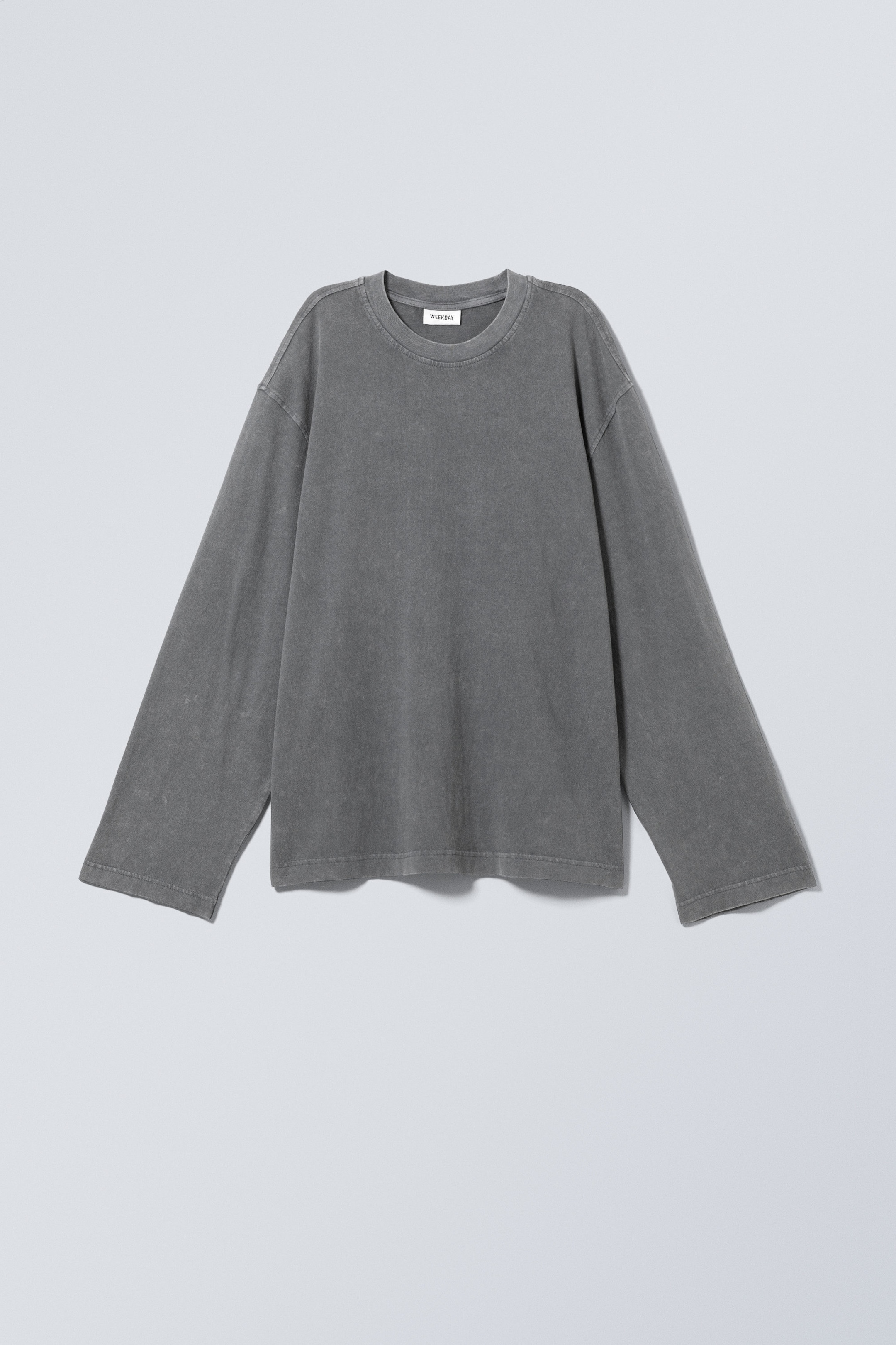 Bleu cendré délavé - Haut oversize à manches longues doux - 0