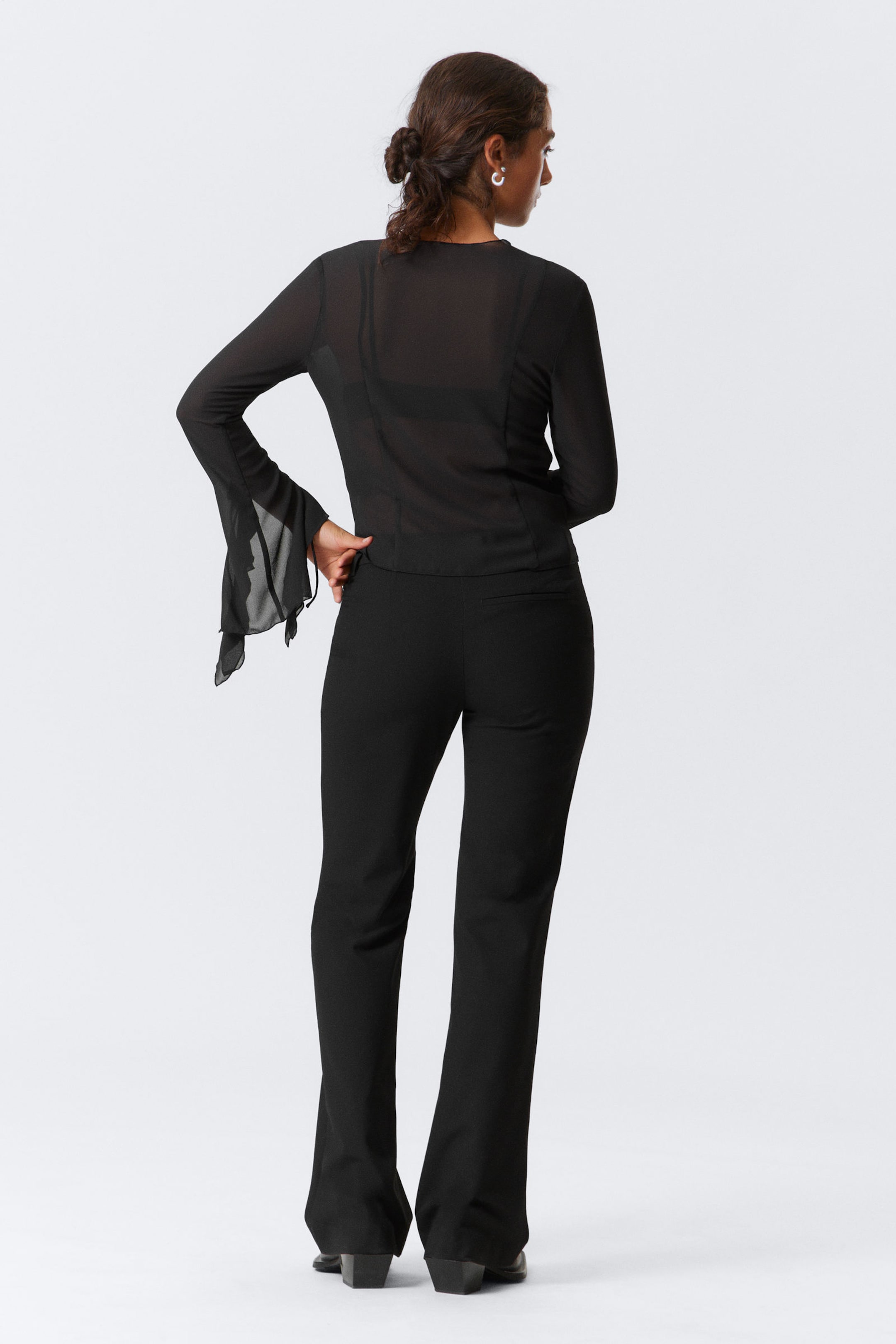Black - Flared Suiting Trousers - 4