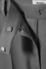 Dark Grey - Low Waisted Pleated Suiting Trousers - 7