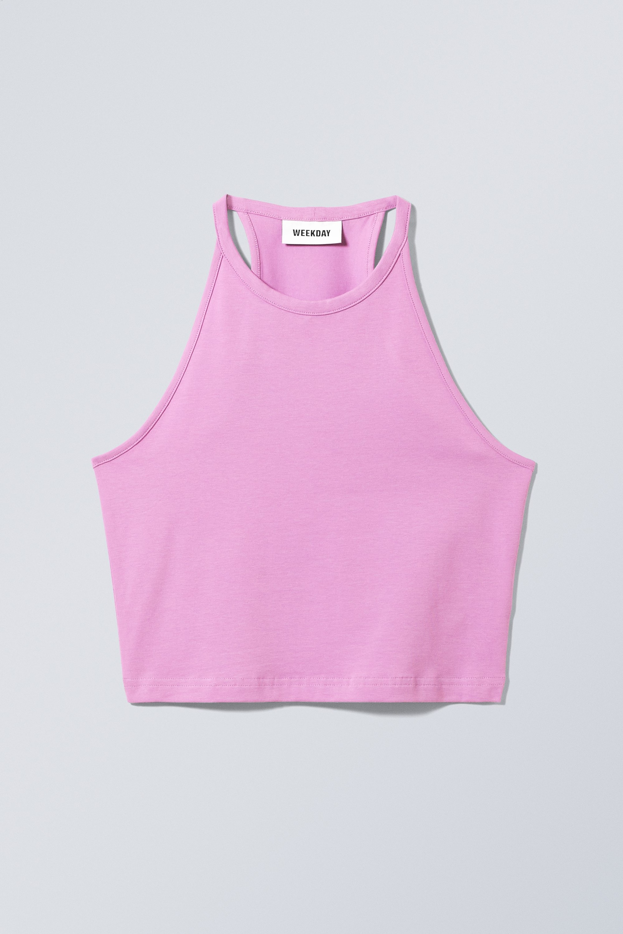 Pink - High Neck Crop Tank Top - 0