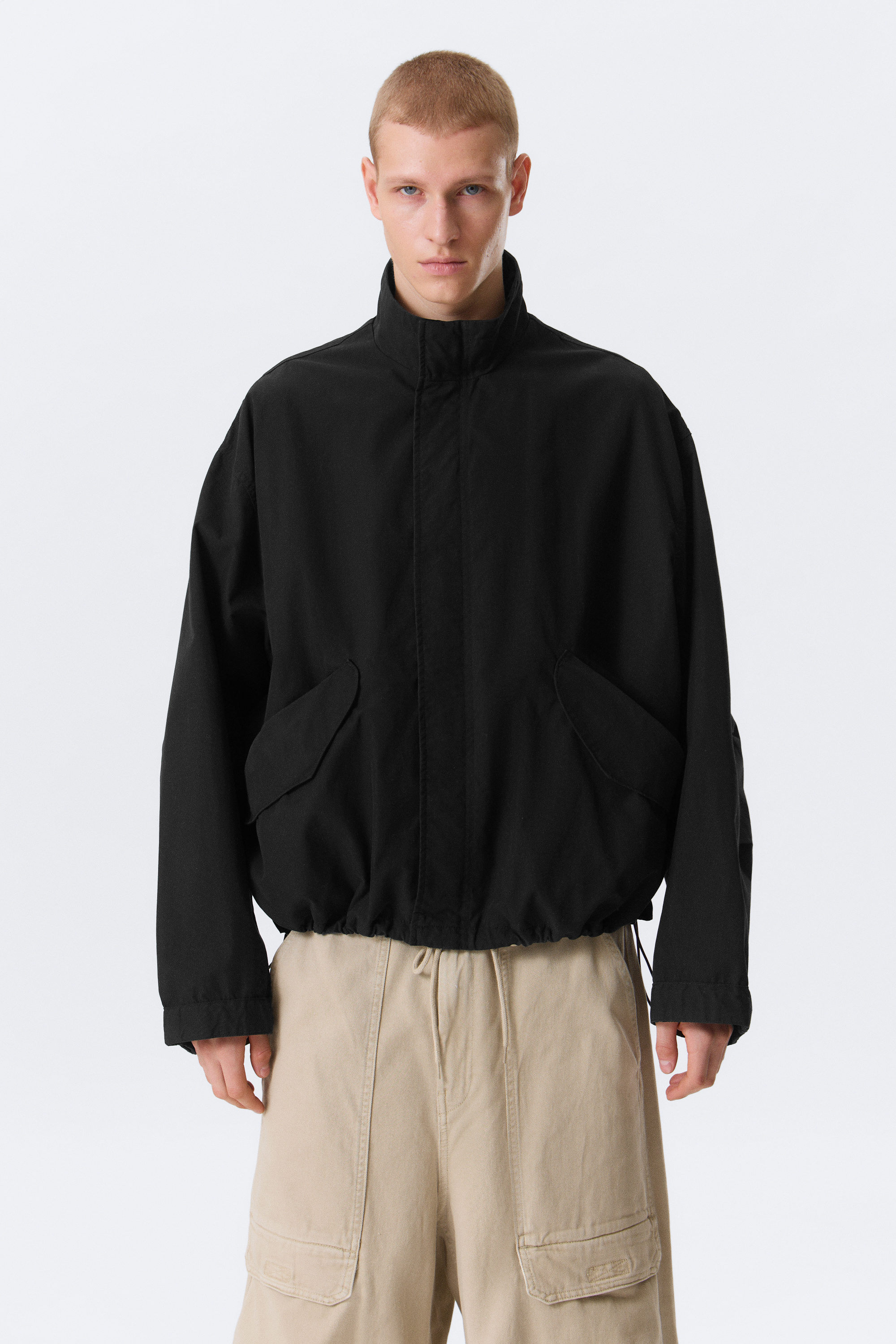 Jacket Men Black Oversized Bomber Loose Hooded Bomber Jacket Mole