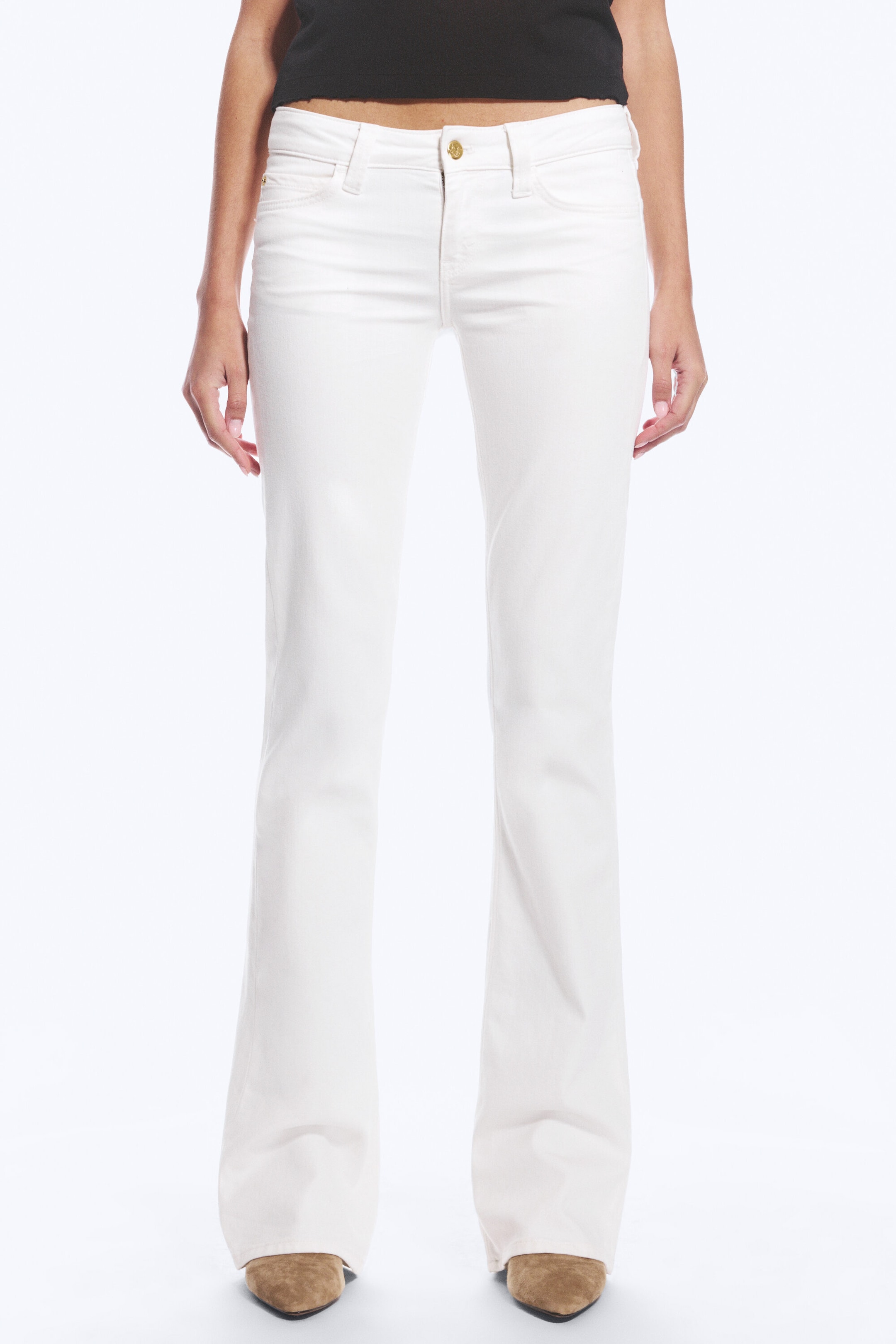 Hvit - Booty Bei skinny bootcut-jeans med lavt liv - 3