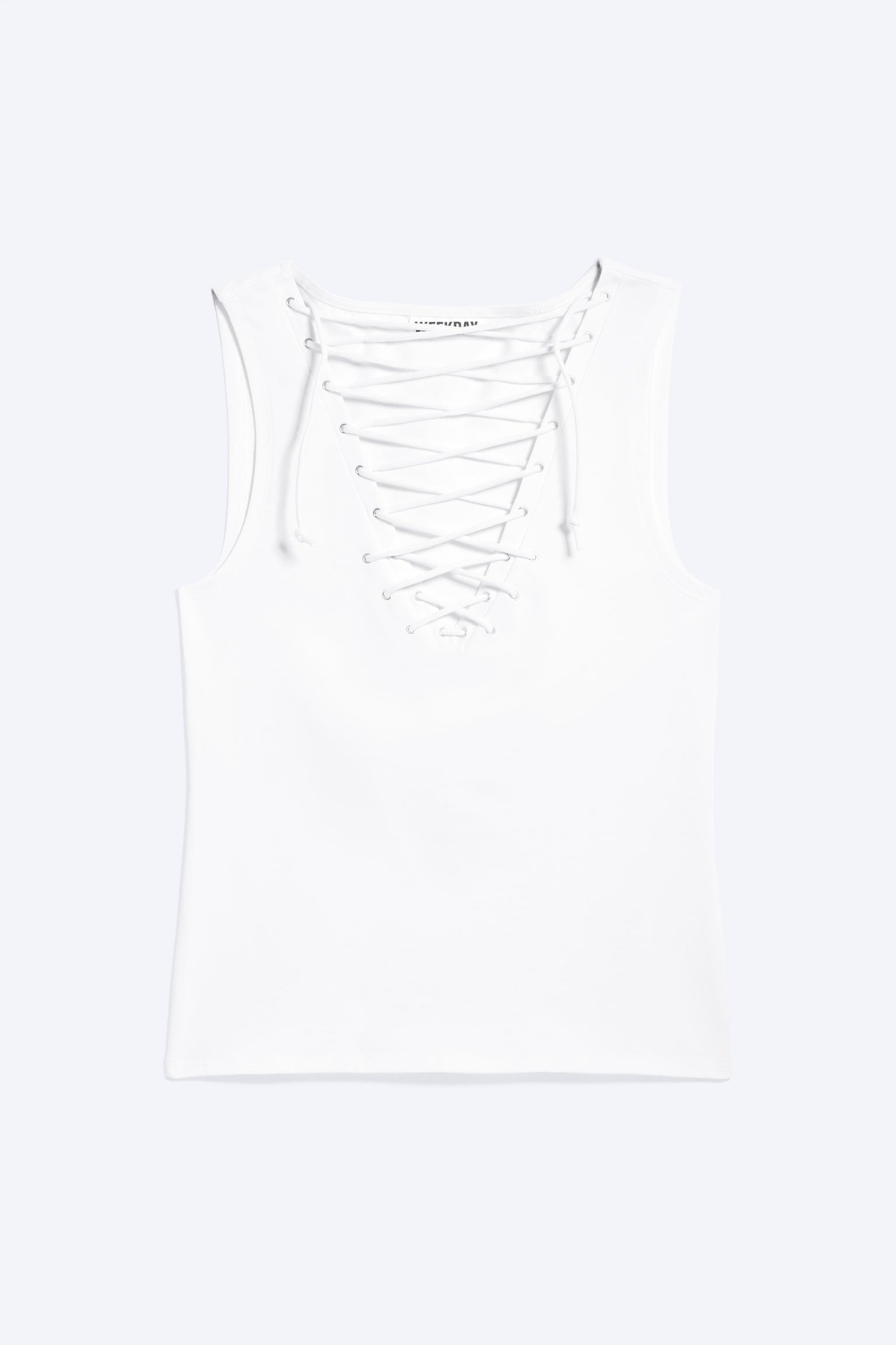 Top z dekoltem w serek - Biały/Ciemnoczerwony - 2