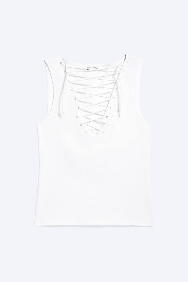 V-Neck Strap Top - White - 1