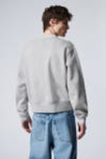 Grau meliert - Cropped Sweatshirt aus Baumwoll-Fleece - 1
