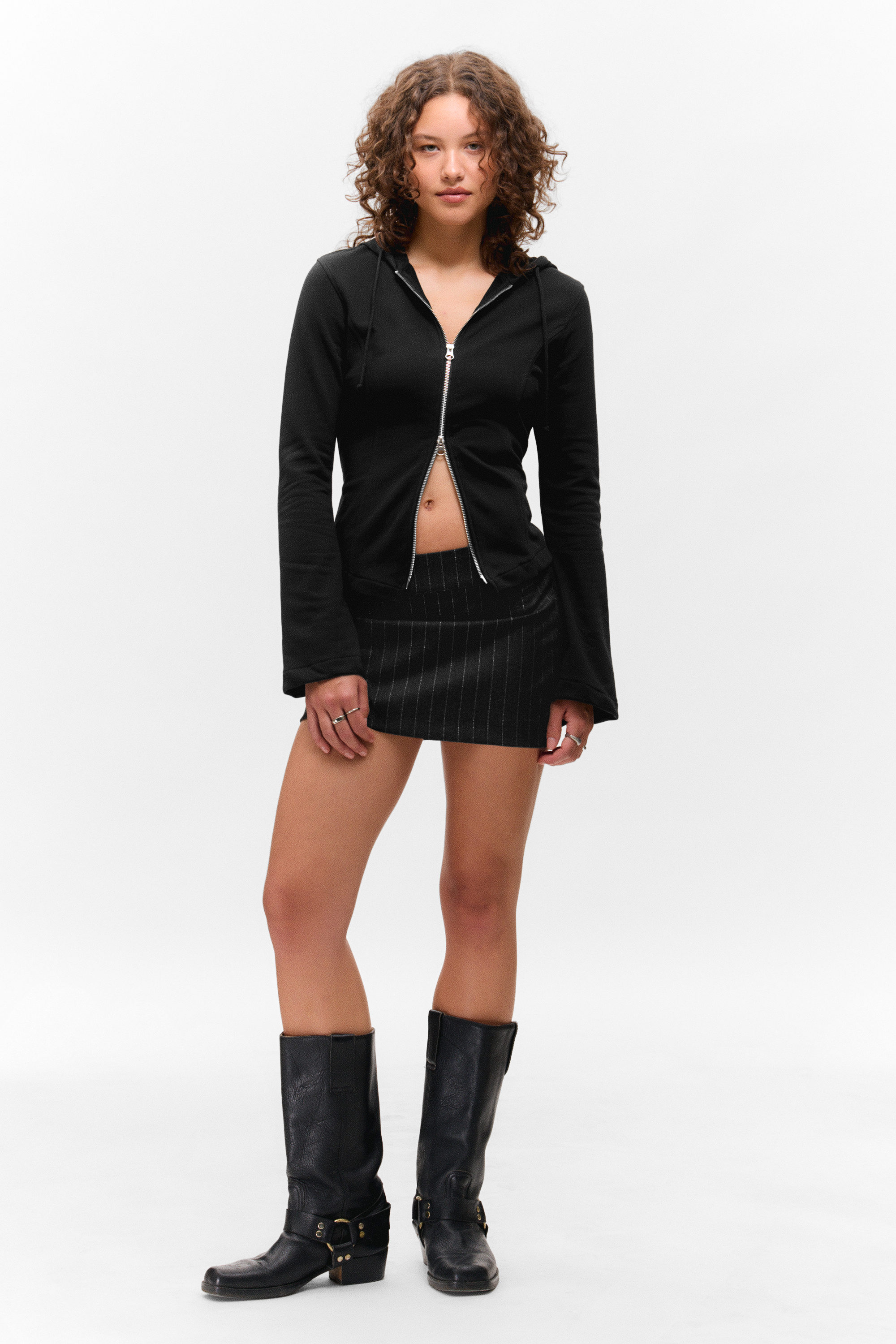 Black - FITTED ZIP HOODIE - 2