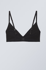 Black - Dylan Mesh V-neck Bra - 1