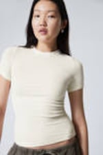 Weiß - Transparentes Ripp-T-Shirt - 1