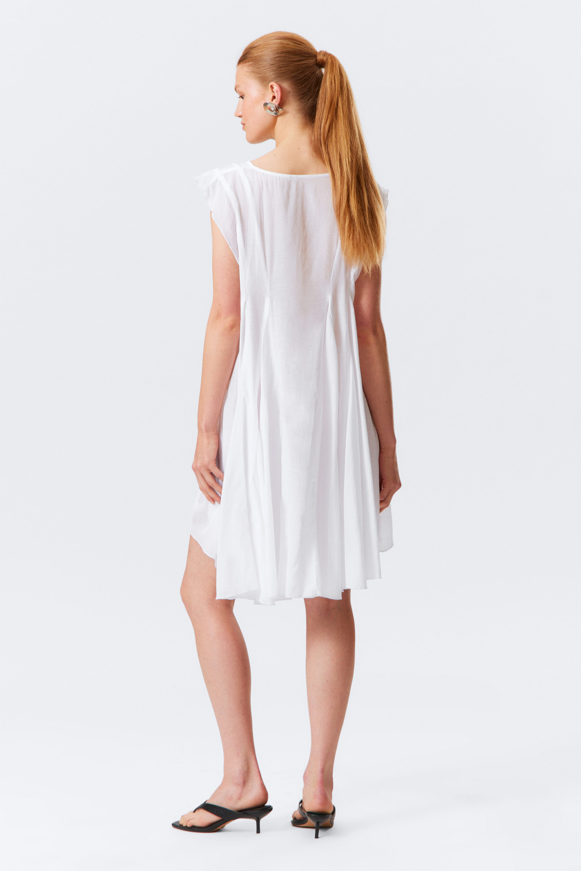 White - Flowy V-Neck Mini Dress - 2
