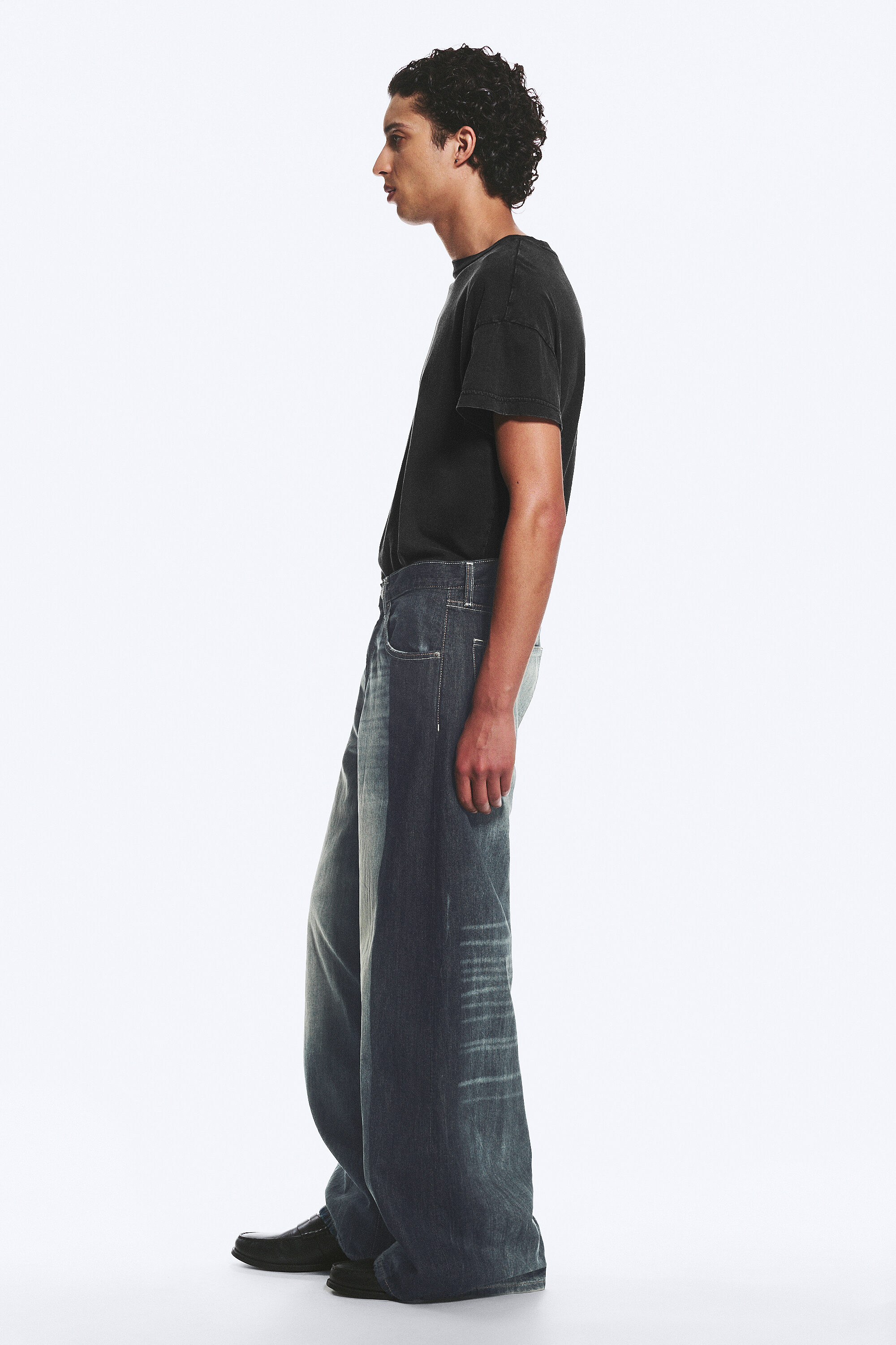 solar loose wide leg unisex jeans - Laser Board Blue - Medium Blue