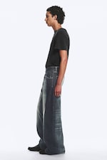 Laser Board Blue - Medium Blue - Solar Loose Wide Leg Unisex Jeans - 2