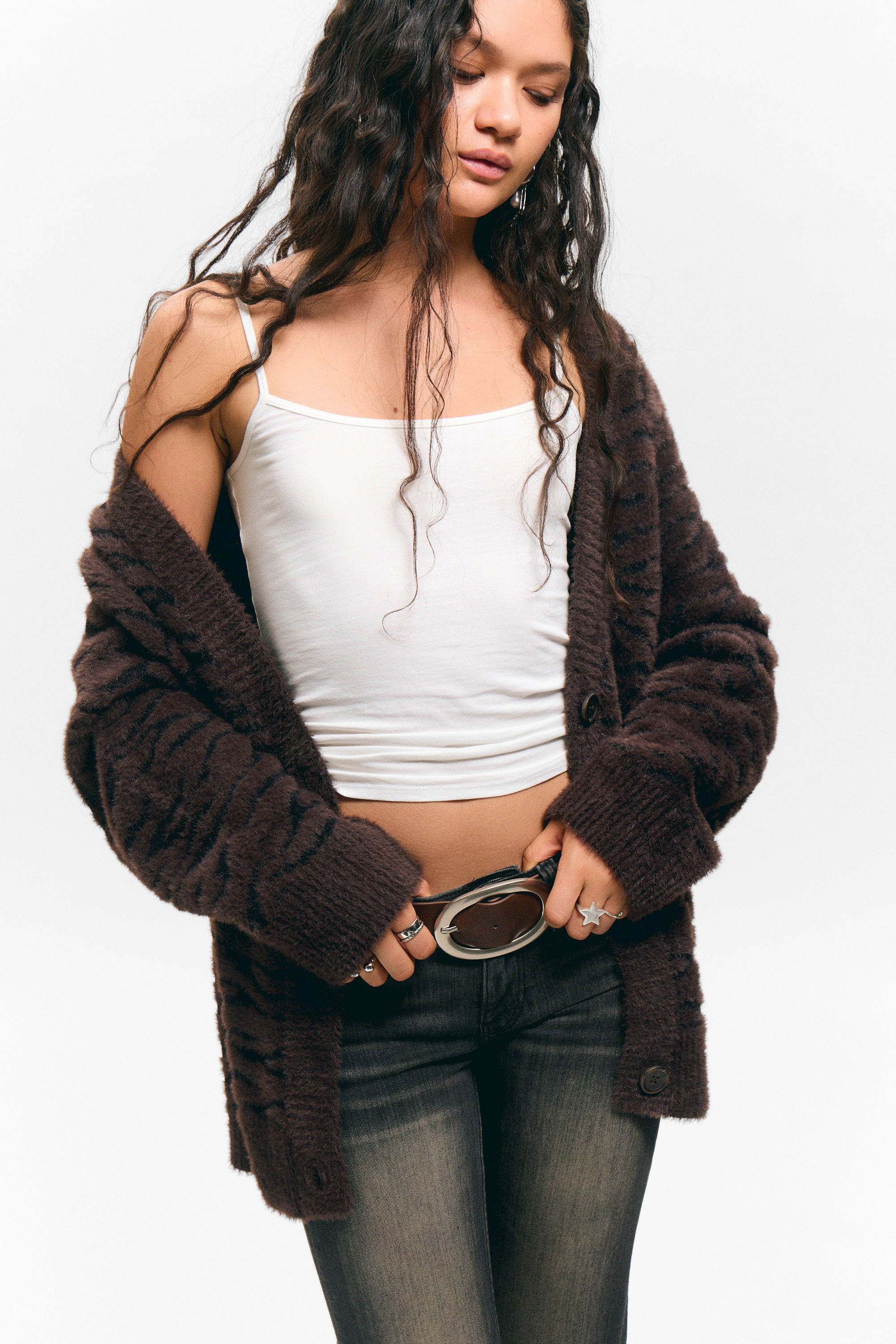 Donkerbruin zebrapatroon - Oversized vest met V-hals - 2