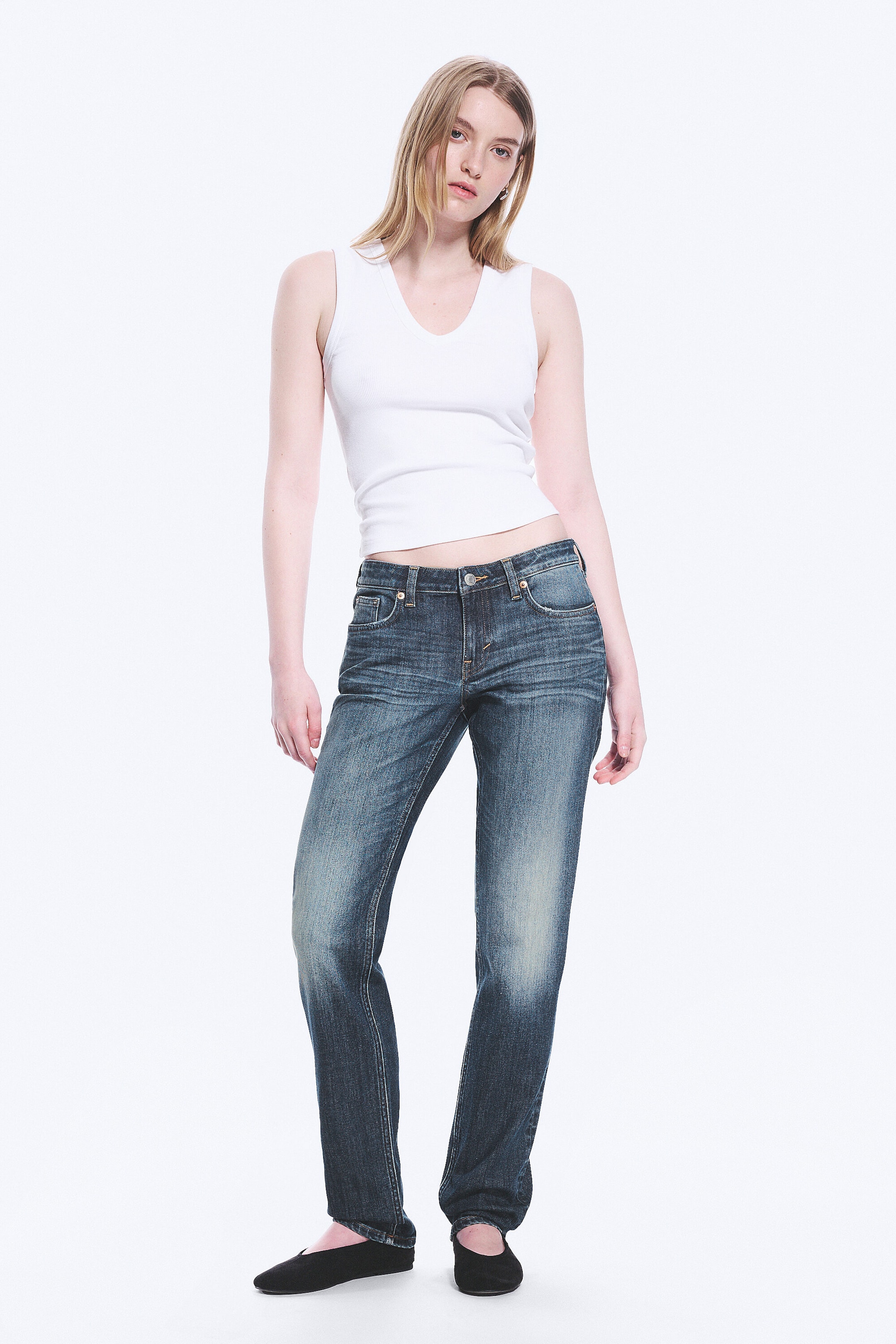 Blue Hymn - Medium Blue - Neptune Low Rise Slim Straight Leg Jeans - 2