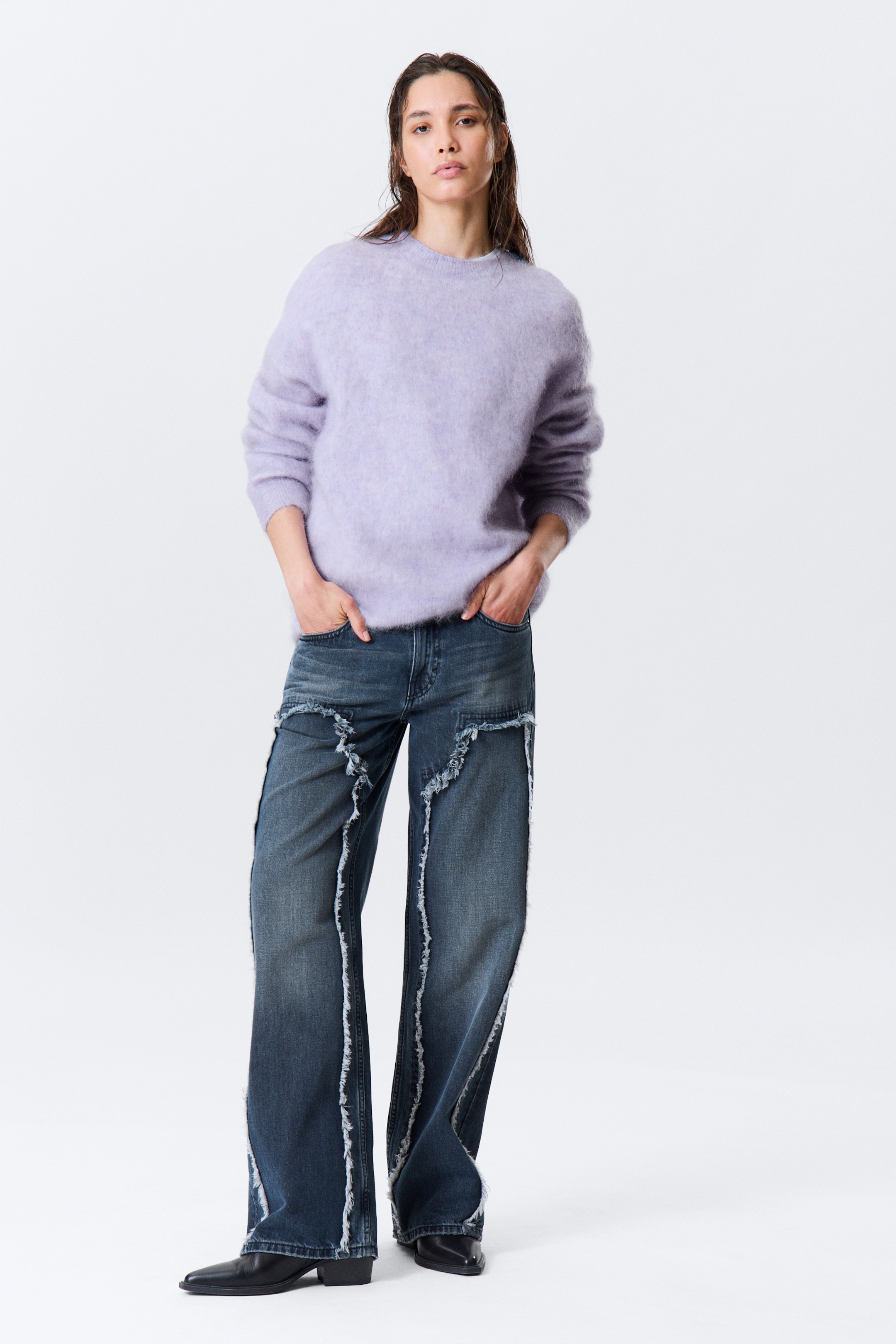Ingrandisci l'immagine: Oversized Knitted Mohair Blend Sweater - Light Purple Melange - DONNA | H&M CH 2