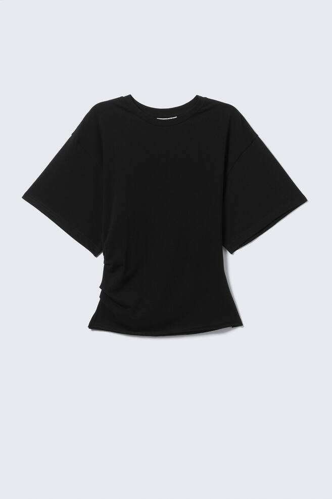 DRAPIERTES, ENG ANLIEGENDES T-SHIRT - Schwarz/Weiß/Hellgrau meliert/Grau meliert/Schwarz/Staubiges Pflaume/Staubiges Khakigrün - 1