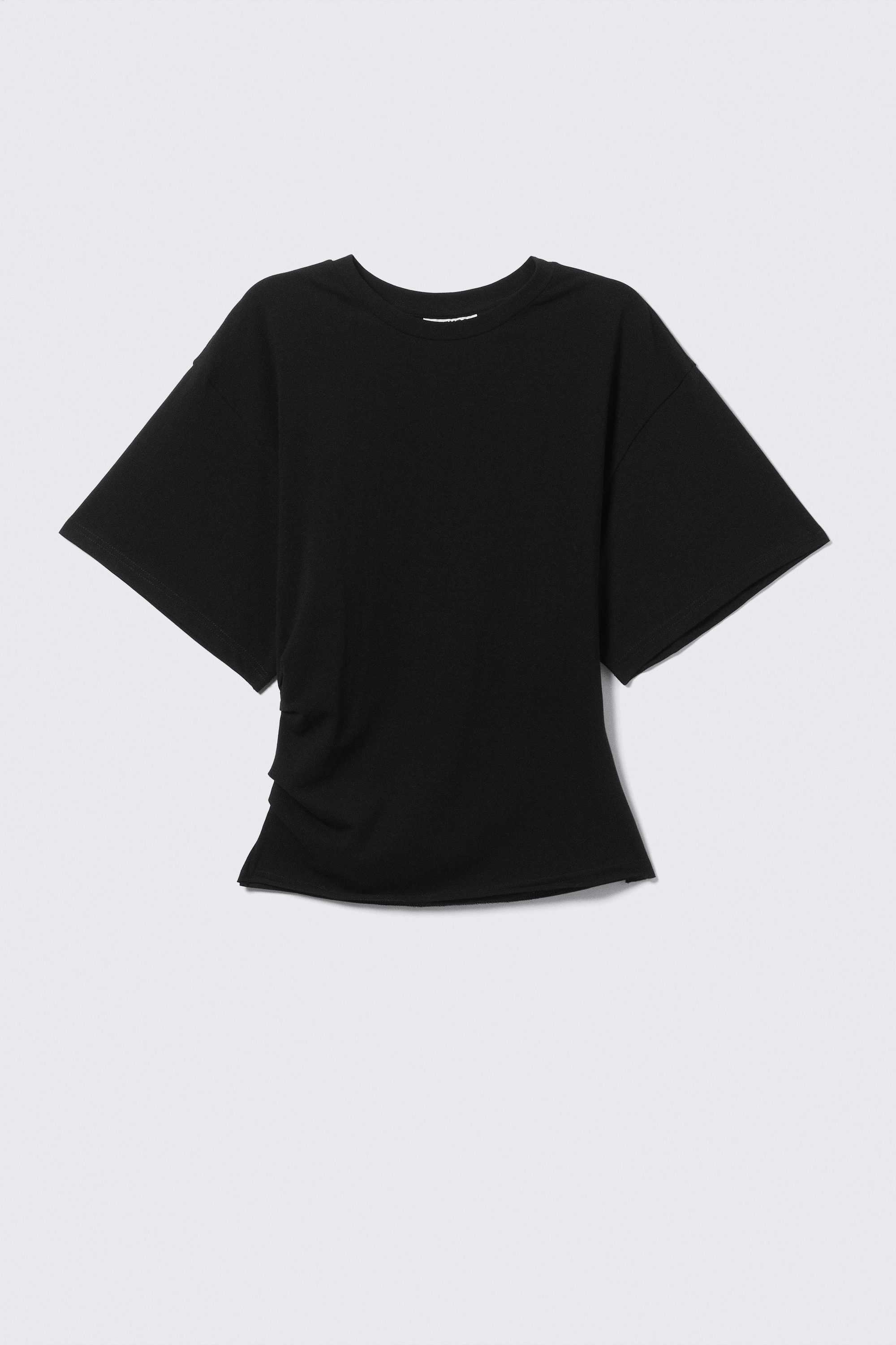 Black - DRAPED FITTED T-SHIRT - 1