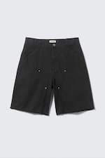 Svart - Løs tvill workwear-shorts - 0