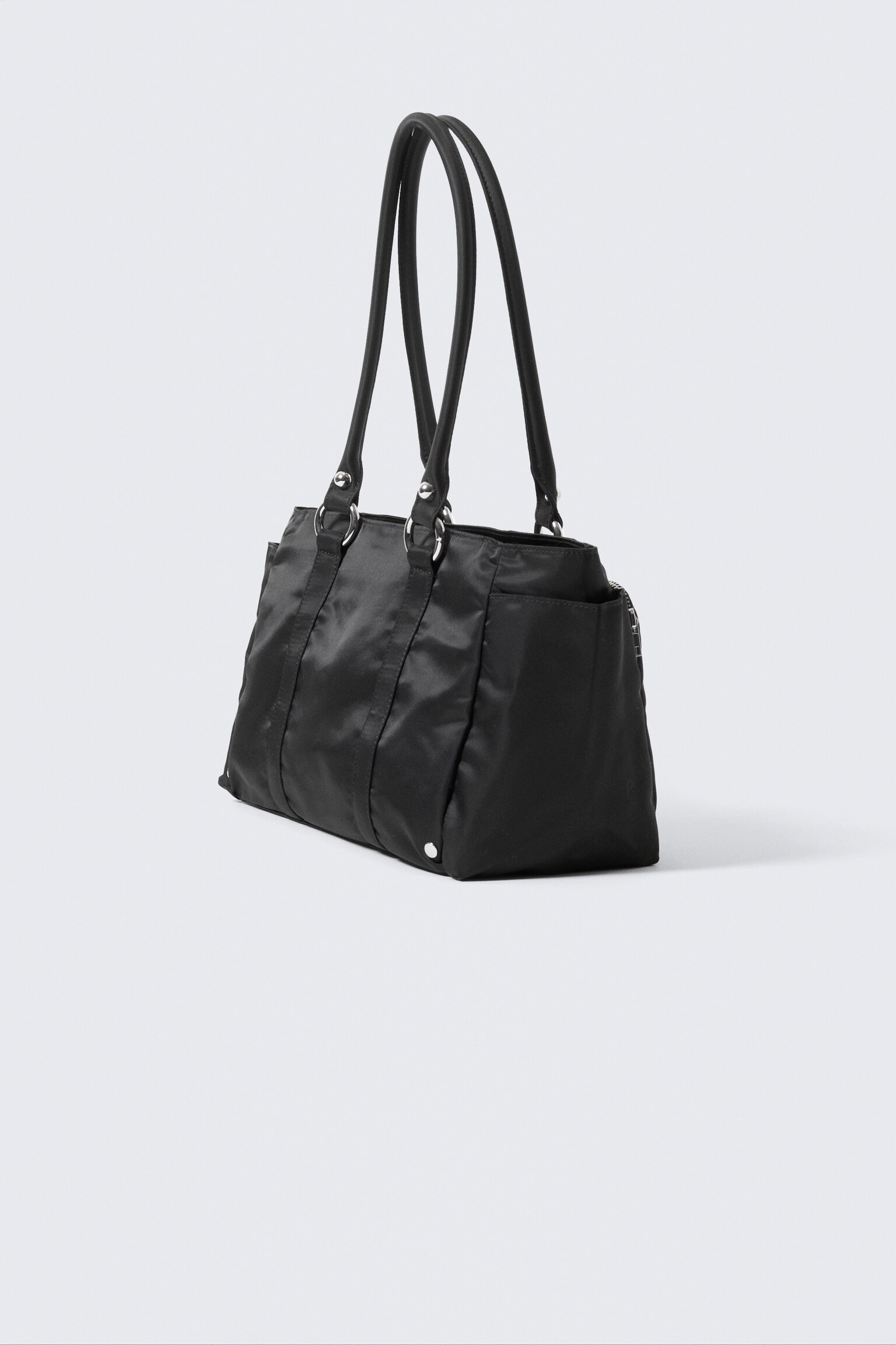 Bolso de hombro mediano con bolsillos - Negro/Verde caqui oscuro