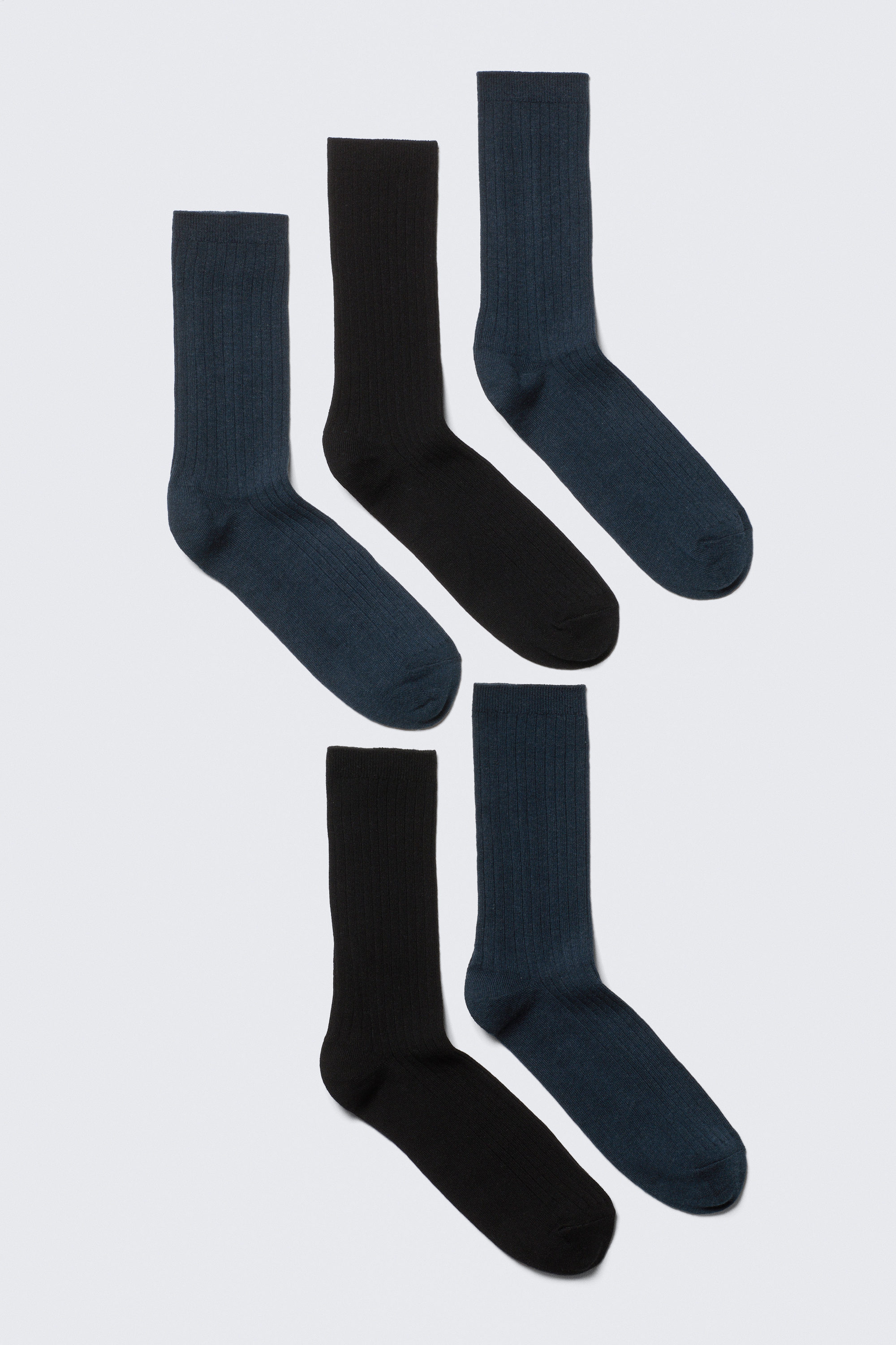 Black/Dark Blue Melange - 5-pack Rib Socks