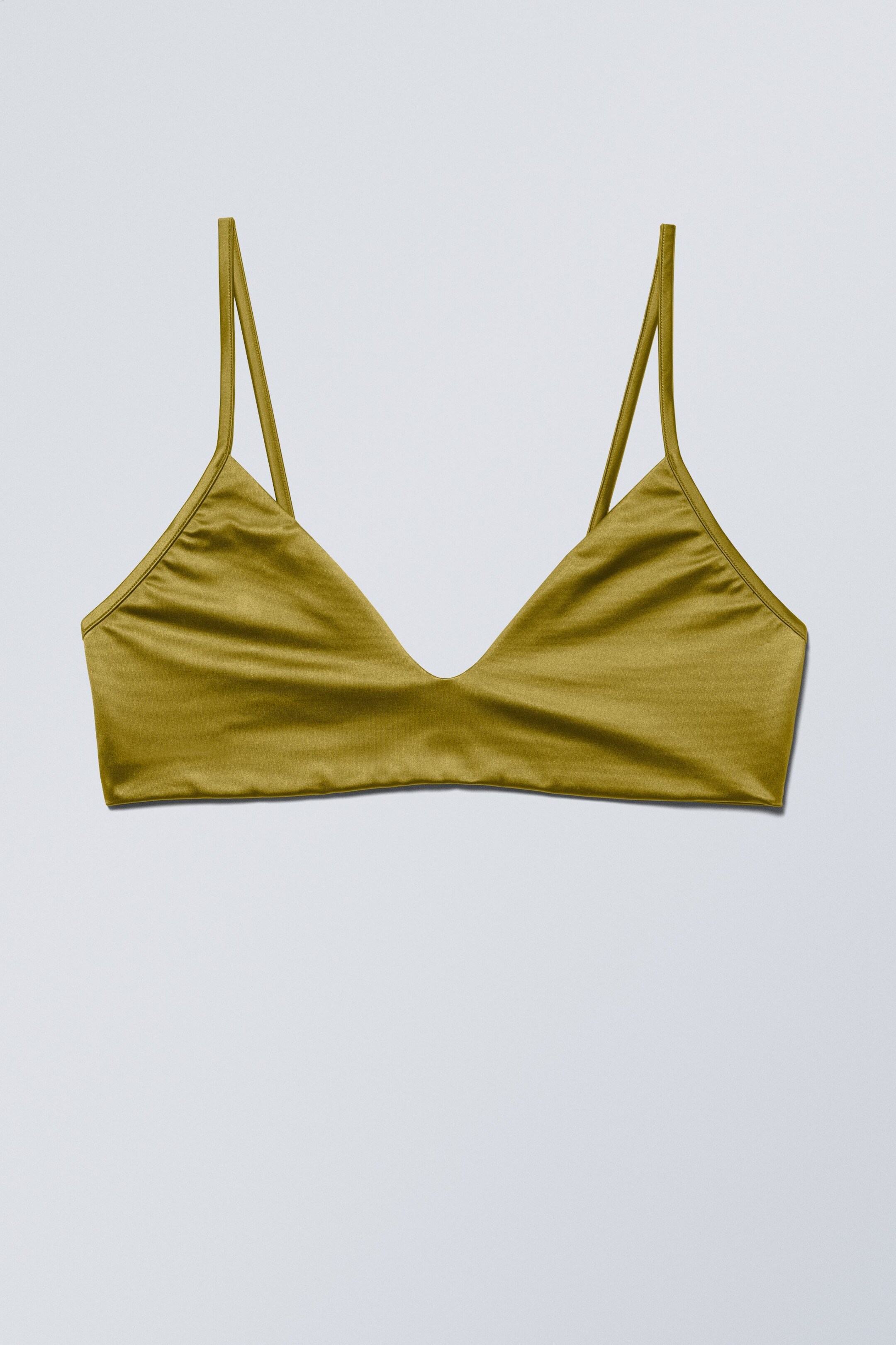 Khaki green - Shine Triangle Bikini Top - 0