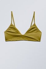 Khaki green - Shine Triangle Bikini Top - 0
