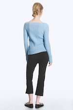 Dusty Light Blue - Gebreide geribde trui - 3