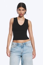 Black - 2-pack Ribbed V-neck Tank Top - 0