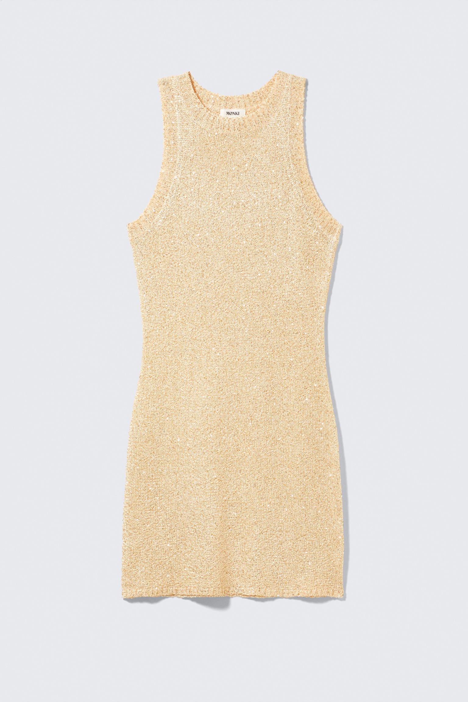 Transparentes Strick-Minikleid mit Pailletten - Goldfarben/Beige/Silberfarben - 2
