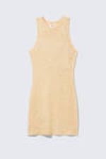 Golden Beige - Sheer Knitted Sequined Mini Dress - 4